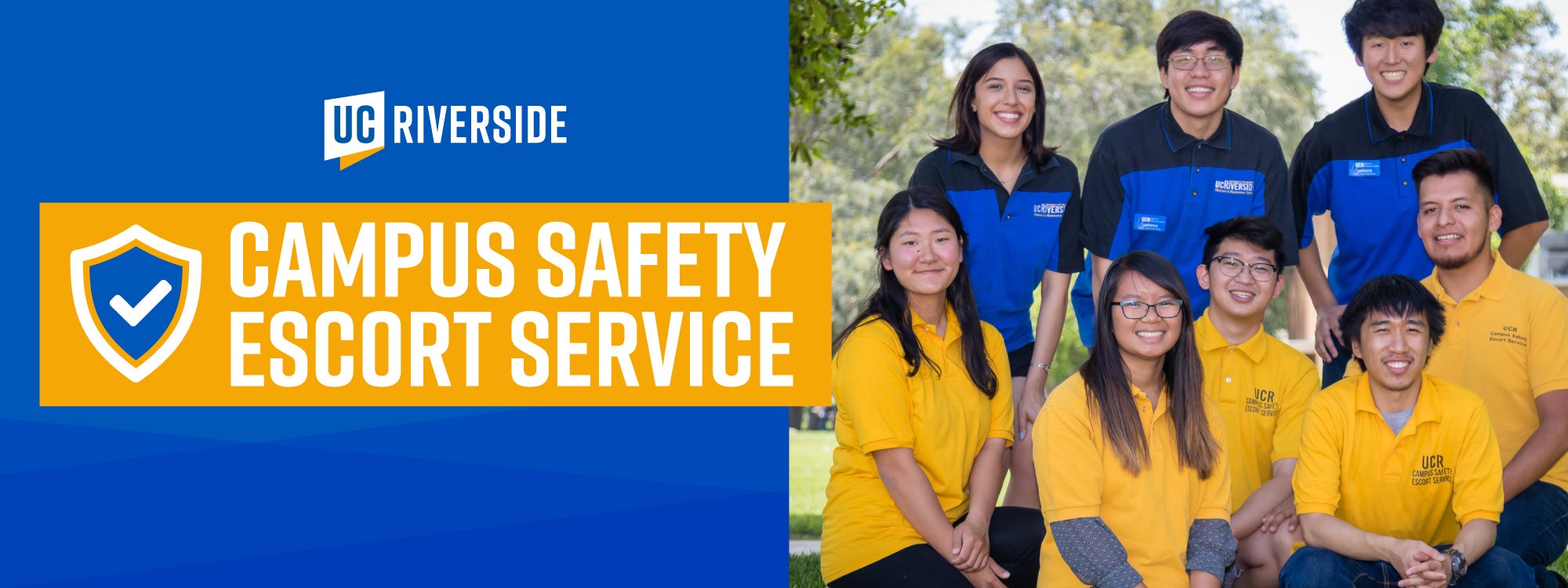 Group photo of UCR's Campus Safety Escort Service students